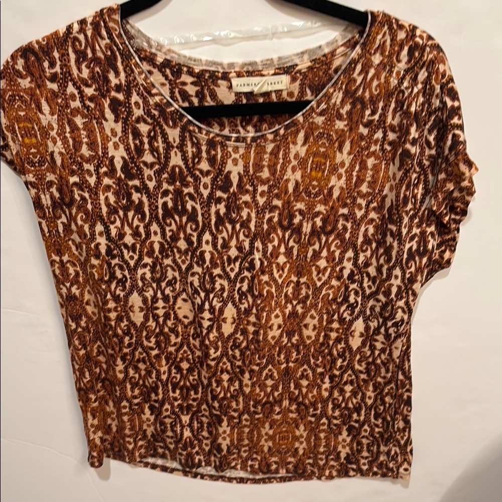 Farmers market shirt, PM Patterned Brown Top
